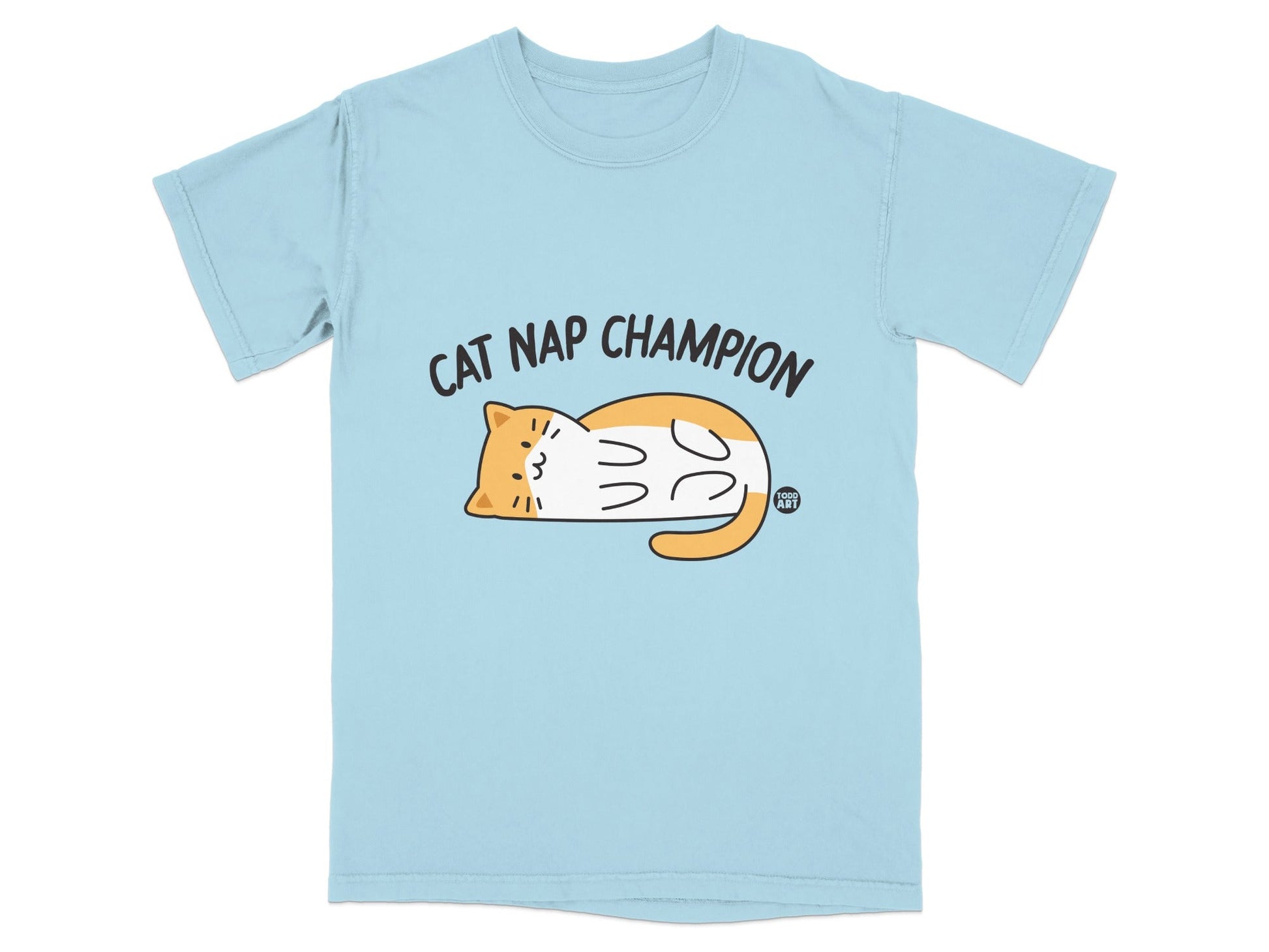 Cat Nap Champion Graphic Tee with Adorable Sleeping Cat
