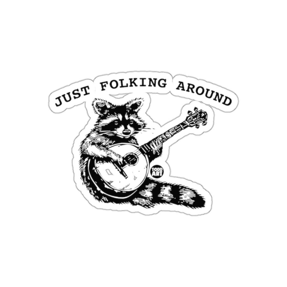 Just Folking Around Raccoon With Mandolin Instrument Stickers