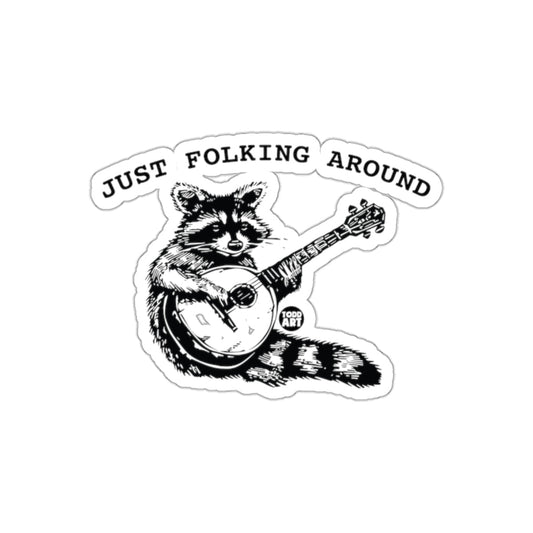 Just Folking Around Raccoon With Mandolin Instrument sticker