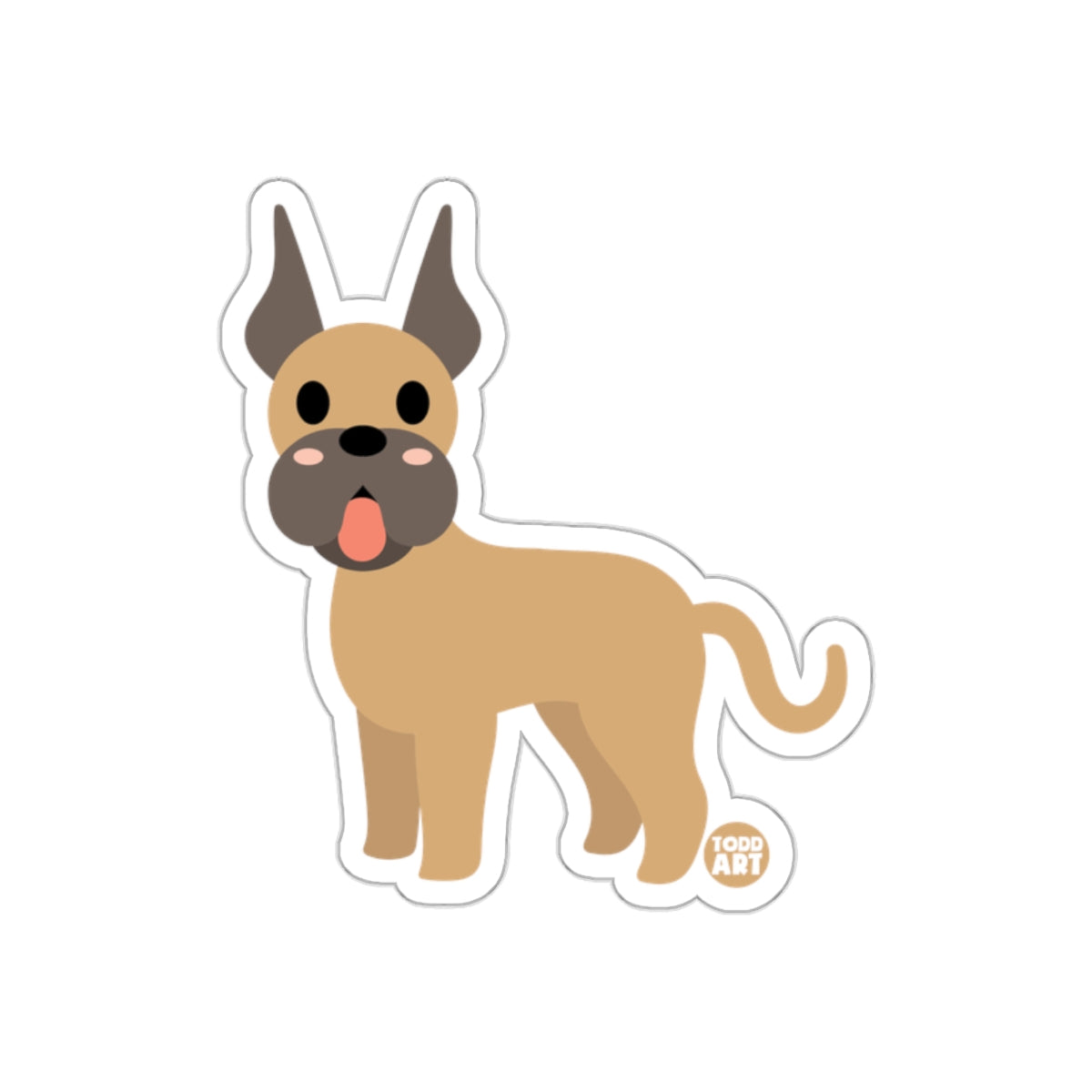 Cute Tan and Black Cartoon Dog Illustration Sticker