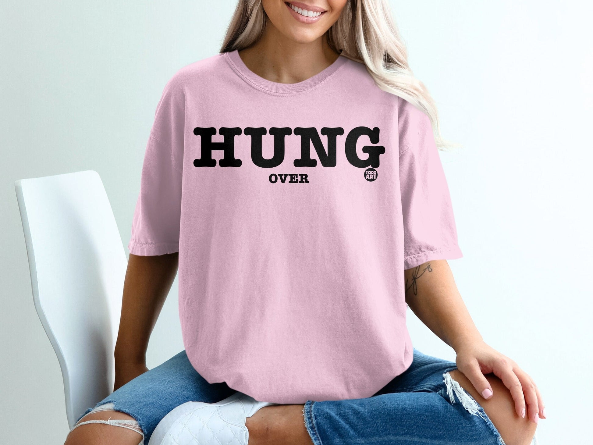 HUNG Over Graphic Tee Funny Hungover T-Shirt
