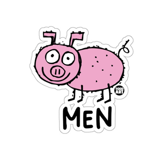 Todd Art Cute Pink Pig Above Word Men Bold Design Stickers