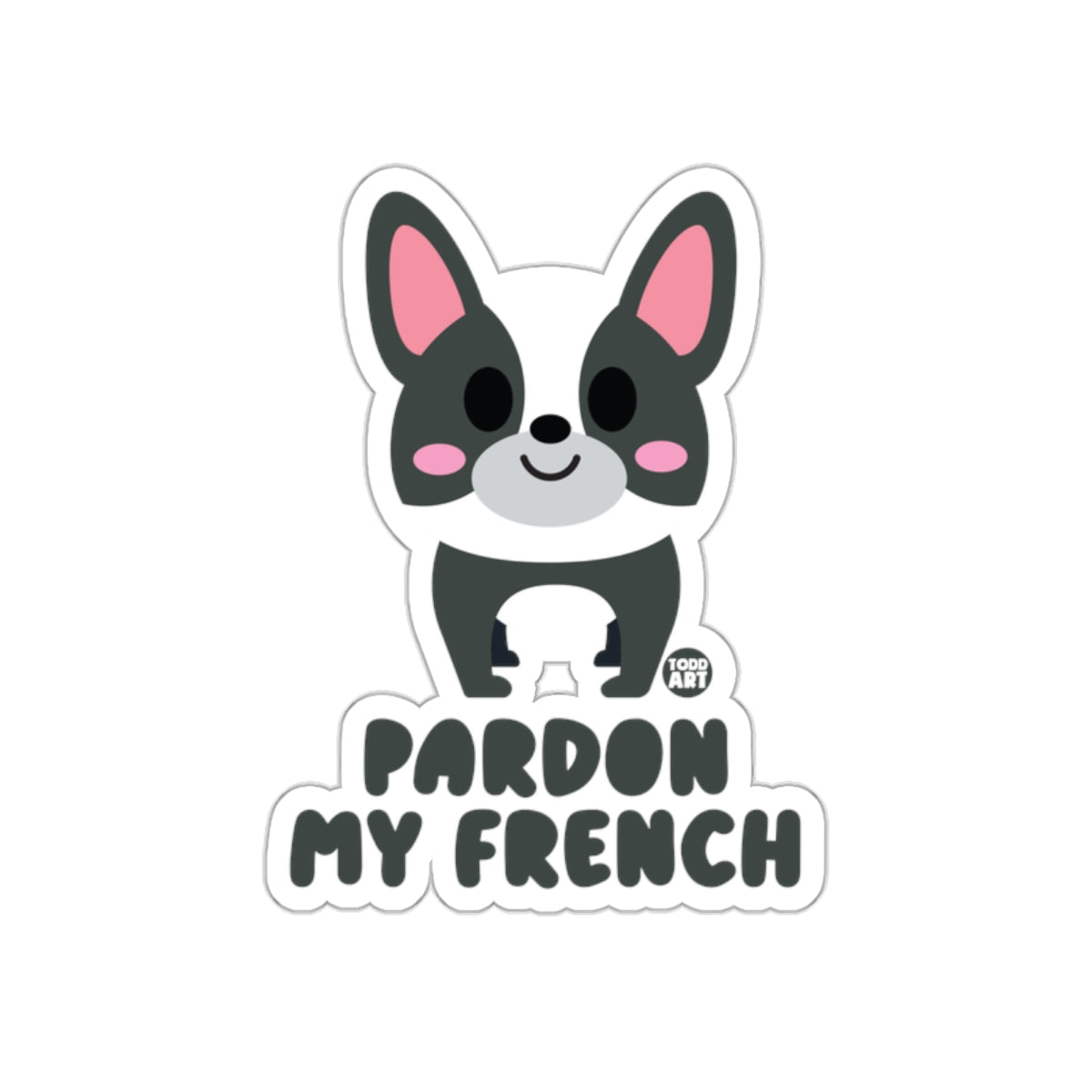 Pardon My French Bulldog Cartoon Humorous Sticker
