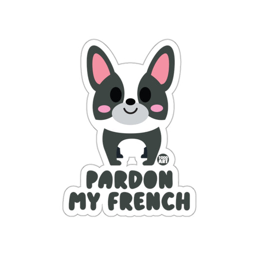 Pardon My French Bulldog Cartoon Humorous Sticker