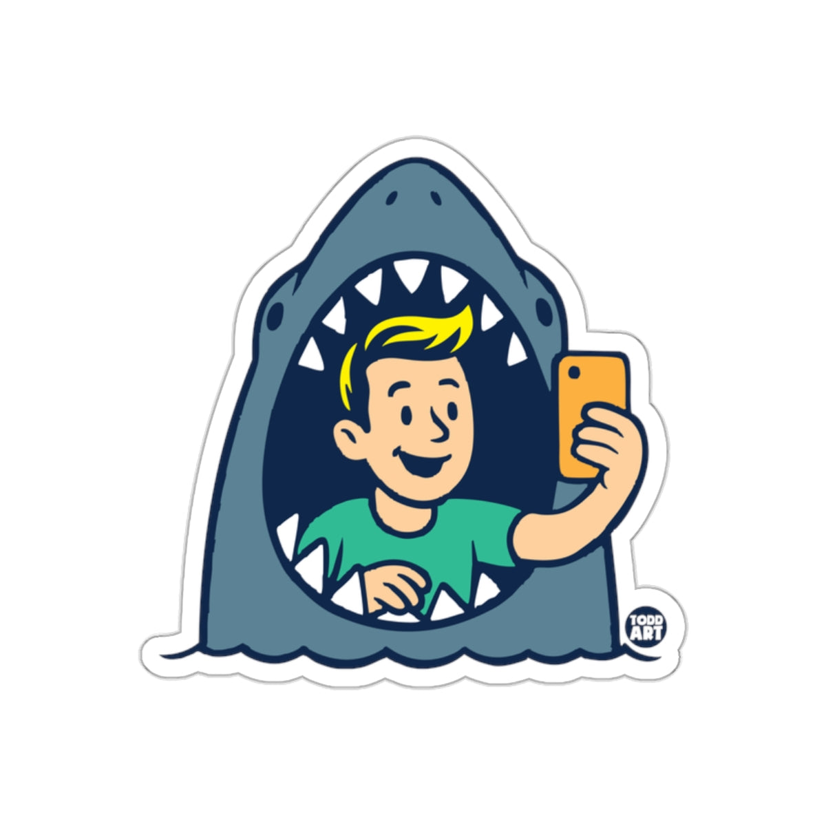 Shark Selfie Cute Man Taking Photo Design Funny Stickers