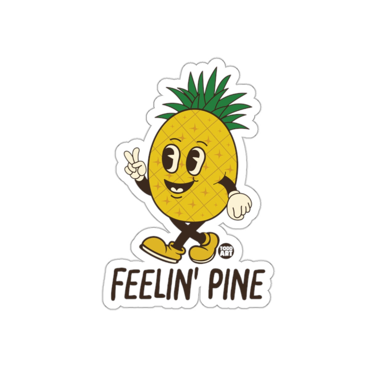 Feelin' Pine Retro Pineapple Sticker Design