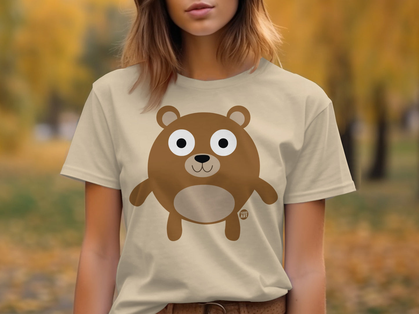 Cute Cartoon Bear Graphic Printed Casual T-Shirt