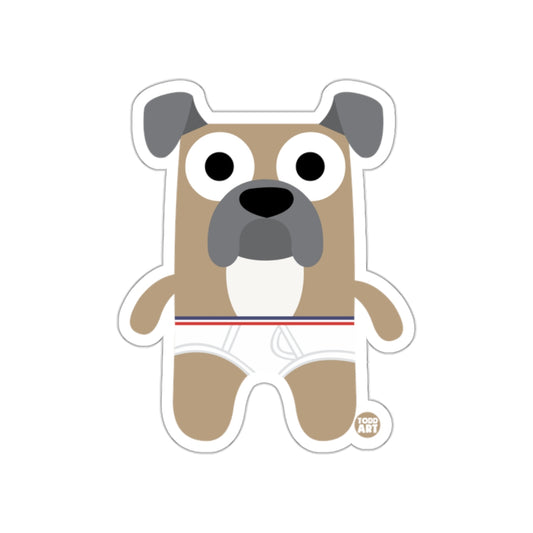 Adorable Cartoon Boxer Dog Sticker with Underwear Design