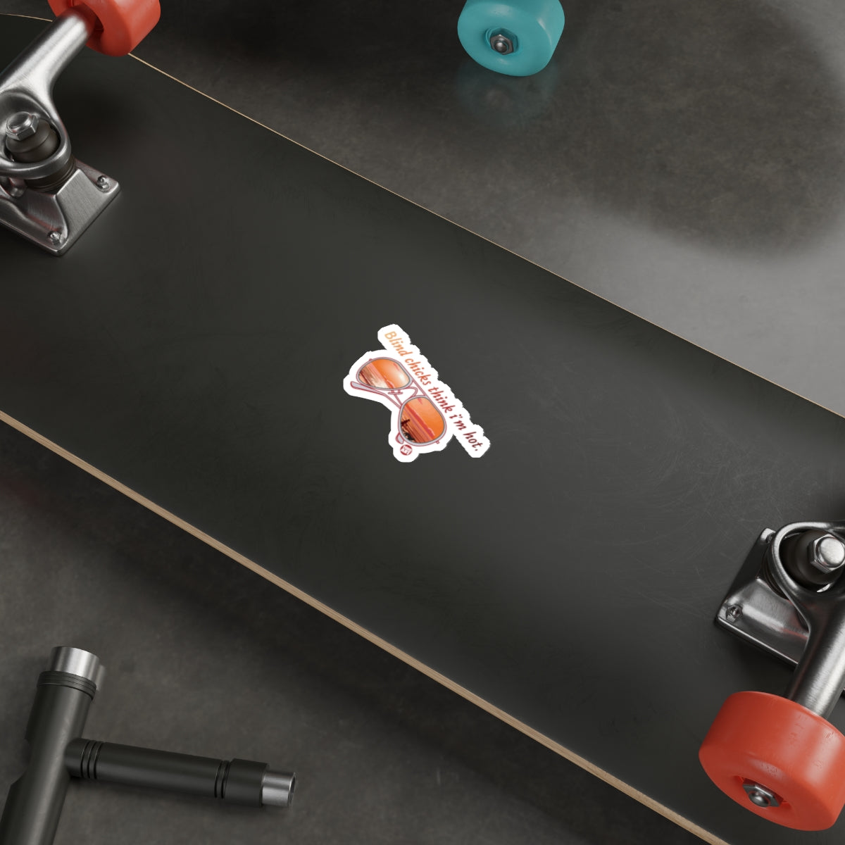 Funny Skateboard with Cool Sunglasses Sticker