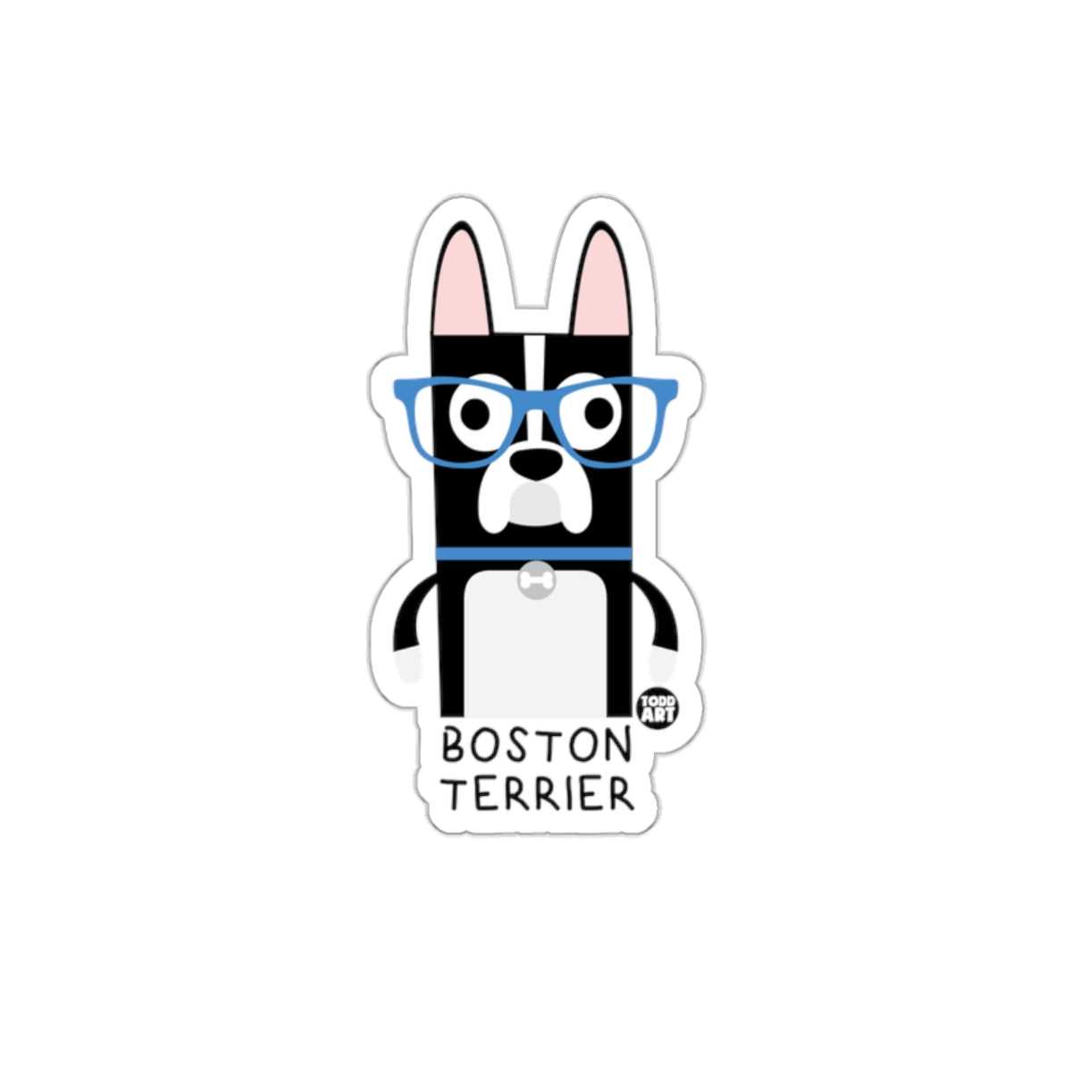 Cute Boston Terrier with Glasses Design Sticker
