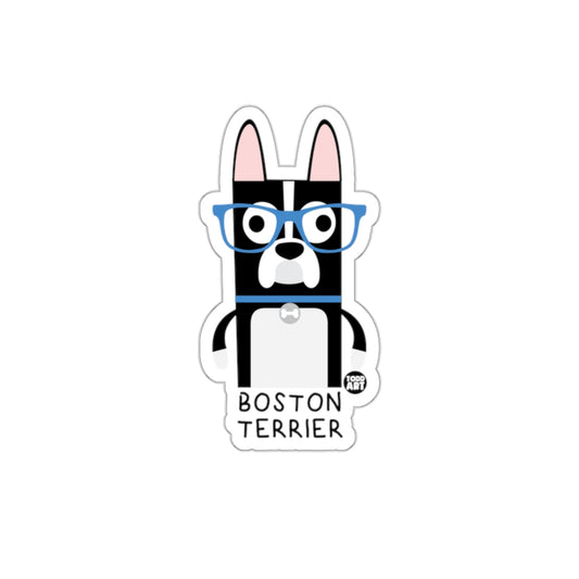 Cute Boston Terrier with Glasses Design Sticker