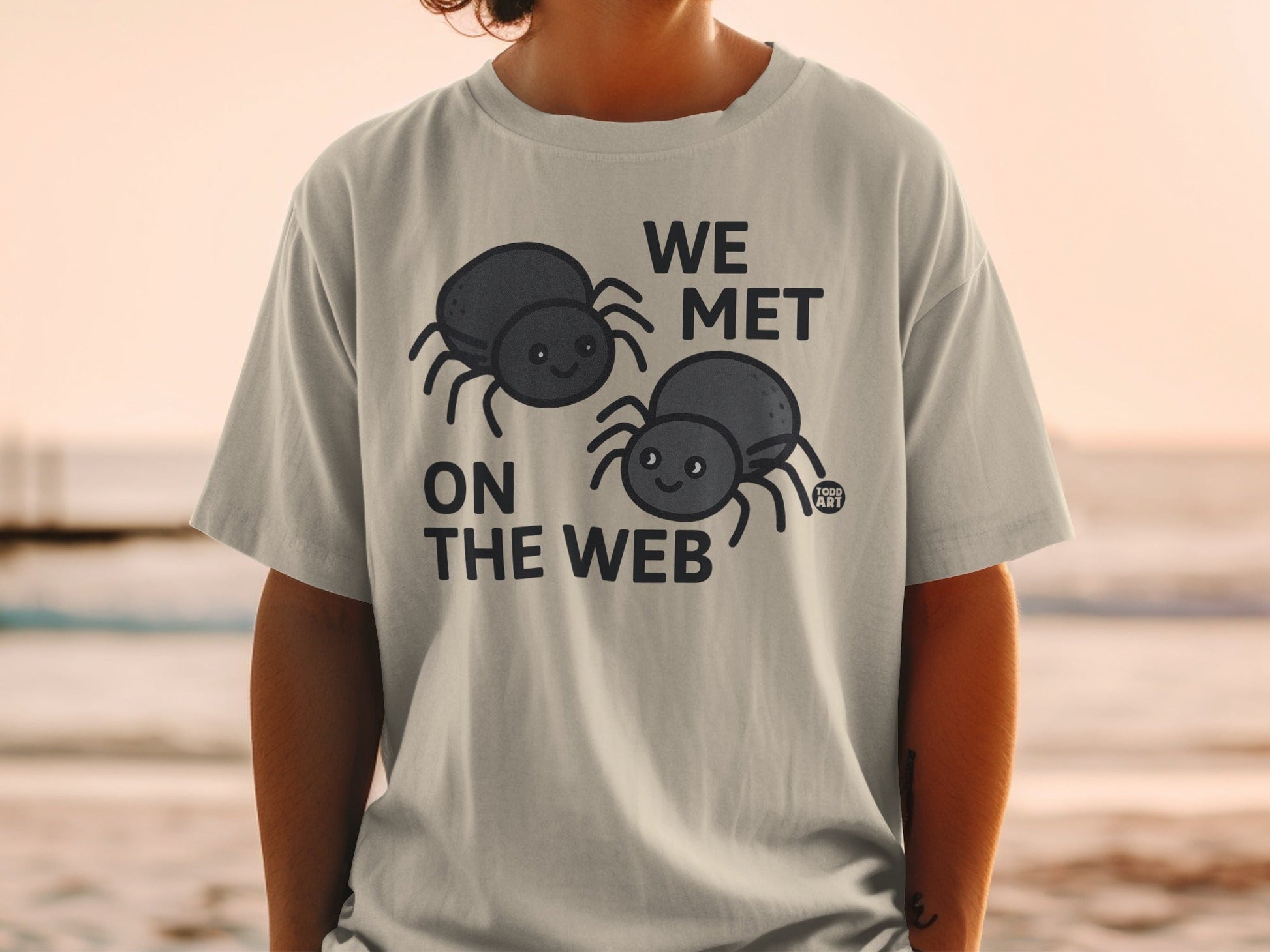 We Met On The Web Cute Spiders Graphic T-Shirt