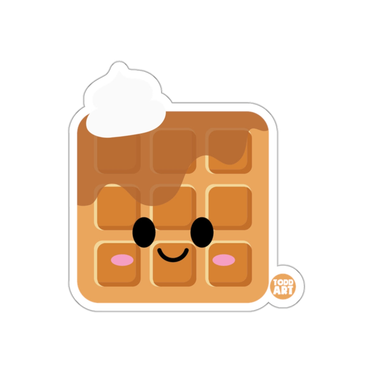 Cute Smiling Waffle with Whipped Cream Sticker
