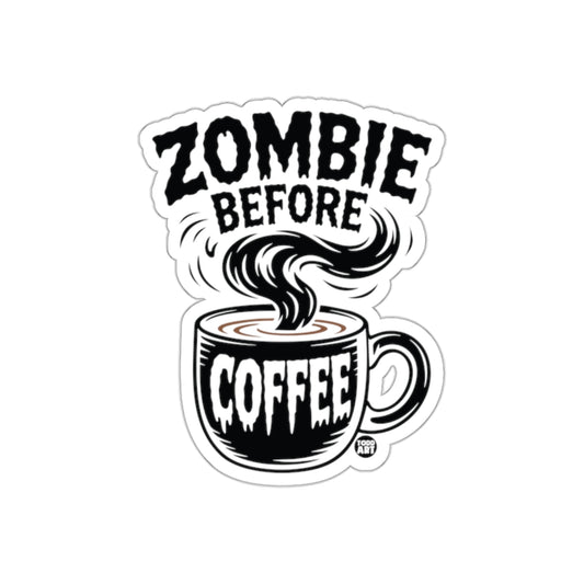 Zombie Before Coffee Funny Illustrated Sticker