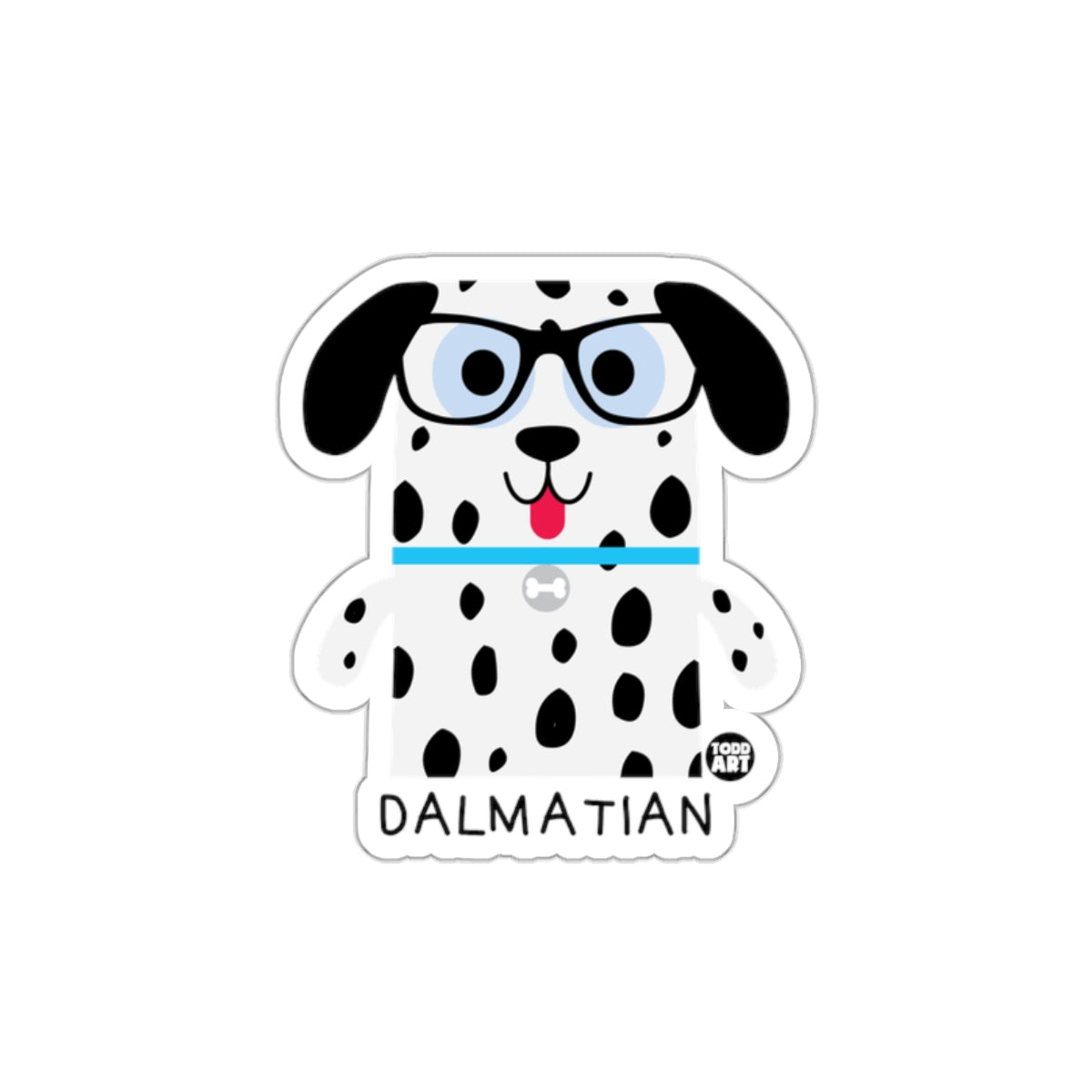 Cute Cartoon Dalmatian with Glasses Sticker