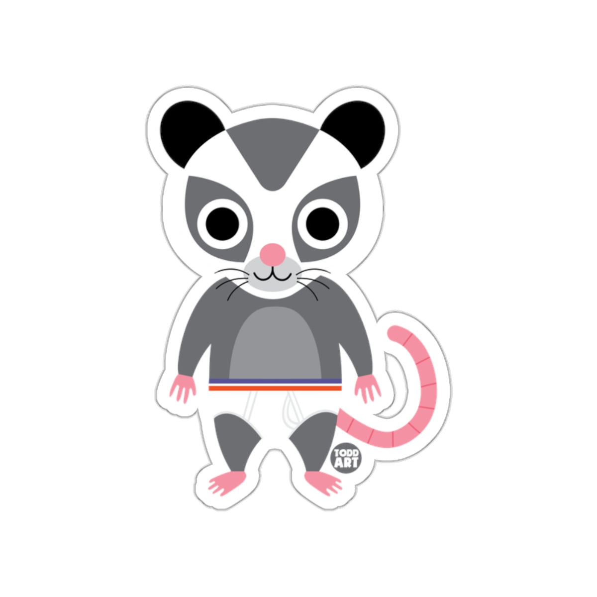 Cute Cartoon Possum with Tail and Whiskers Sticker