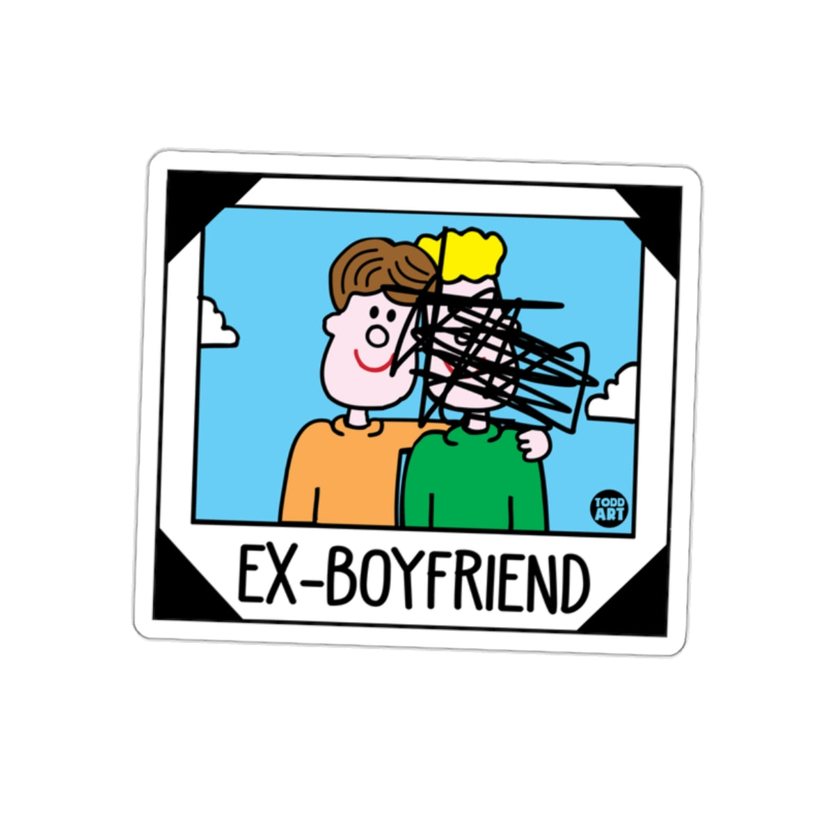 Funny Ex-Boyfriend Cartoon Art Sticker for Laughs
