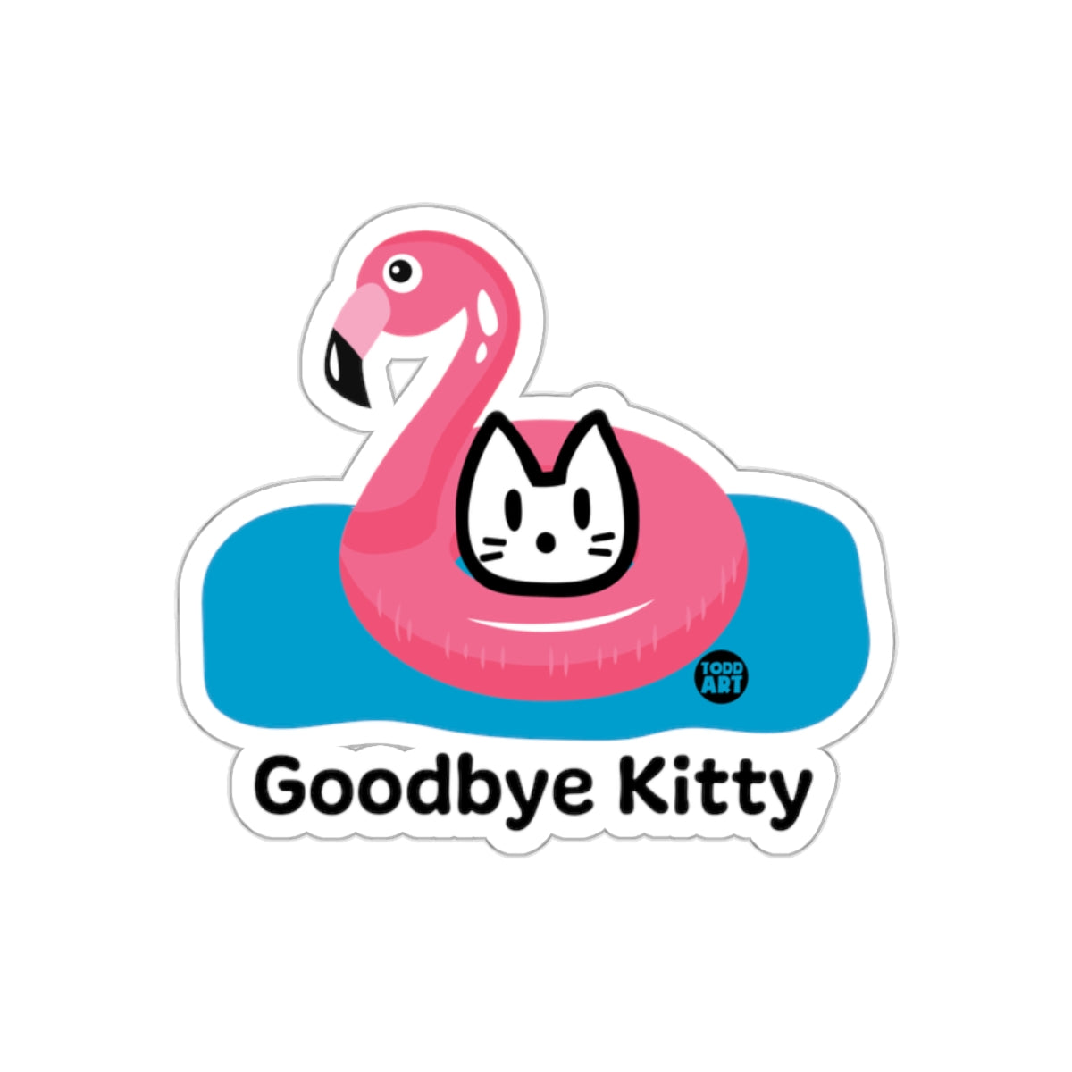 Goodbye Kitty Floating Flamingo Sticker Drawing Art