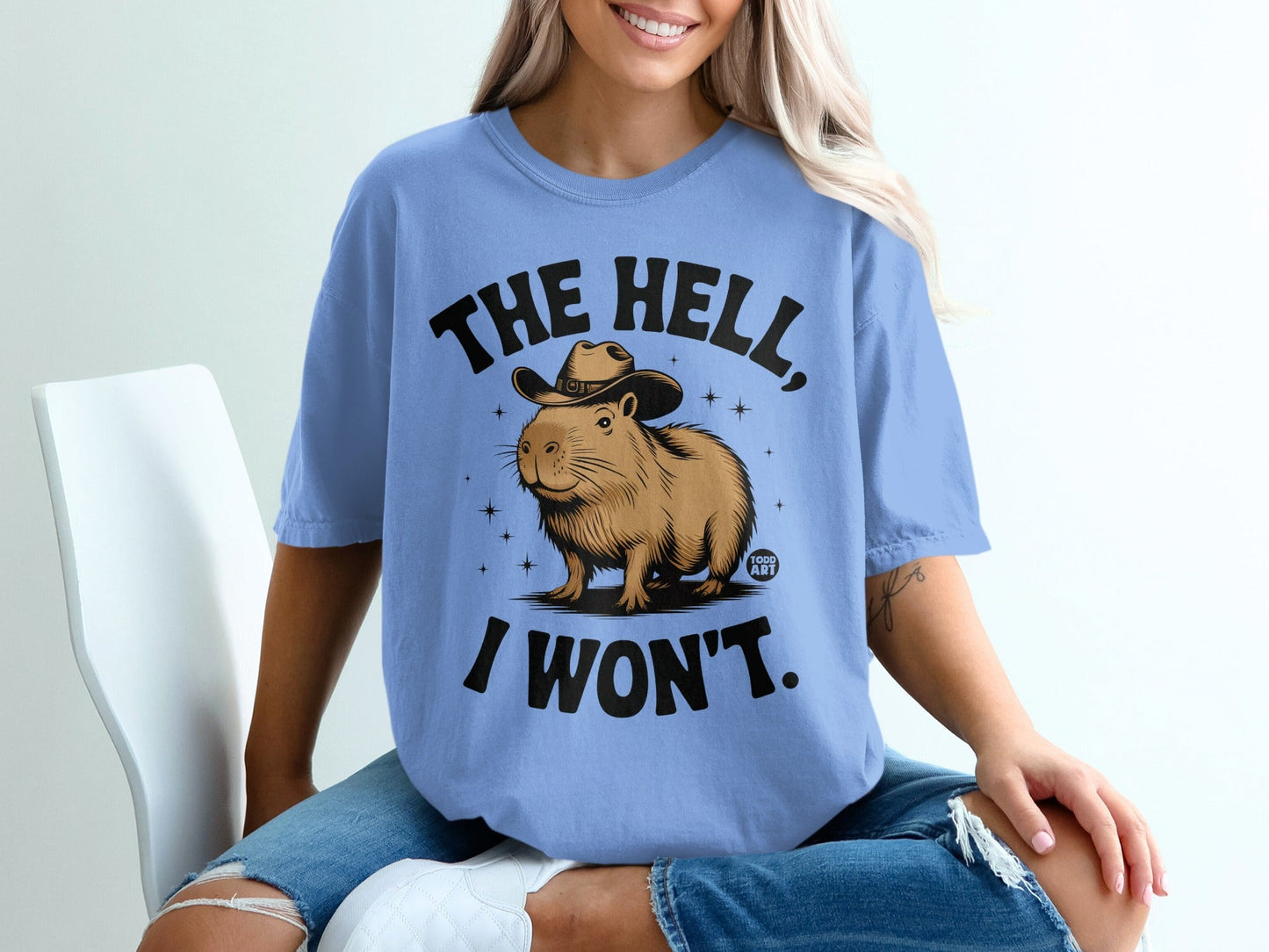 The Hell I Won't Cowboy Capybara Graphic Tee