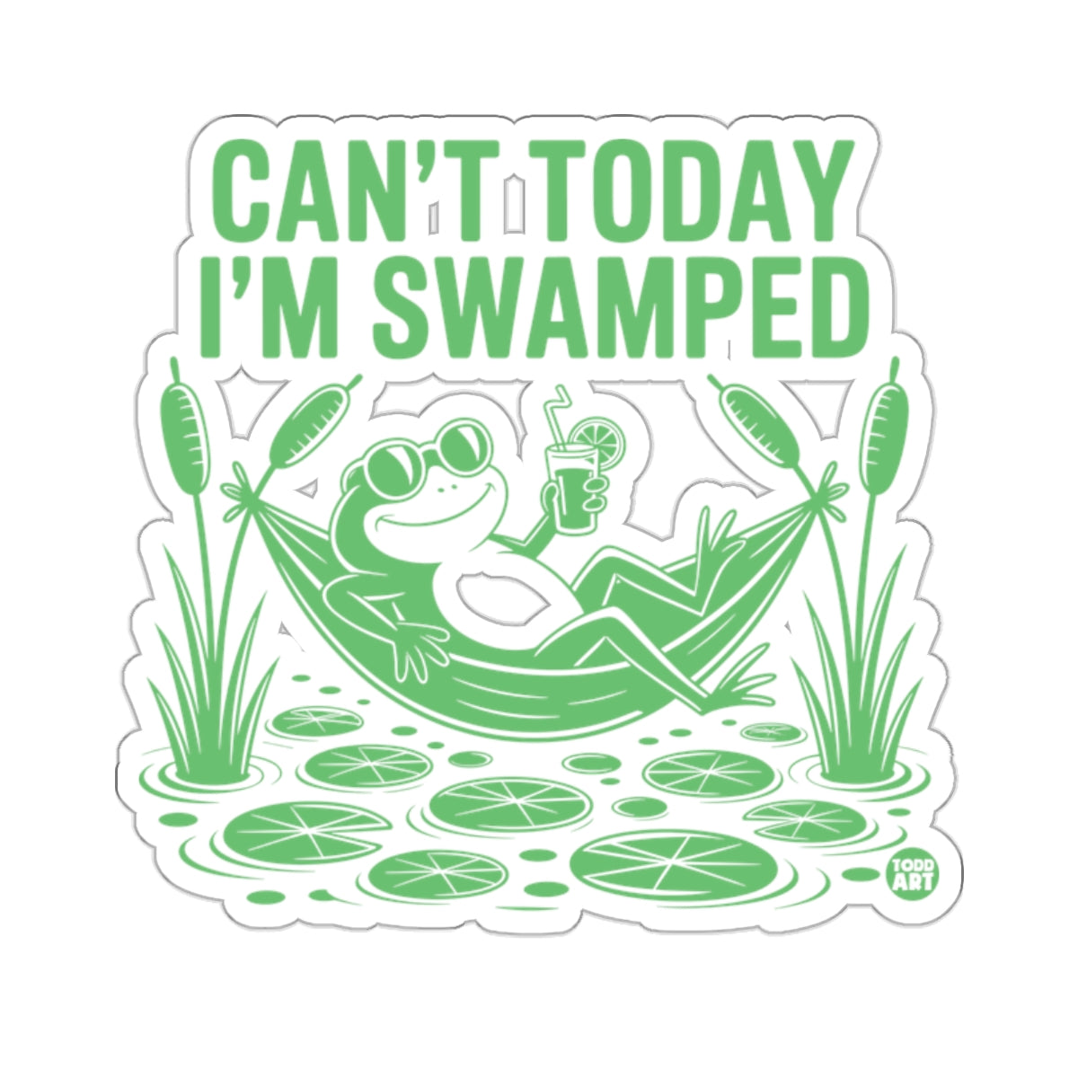Funny Frog Swamped Hammock Chilling Lily Pads Humor 