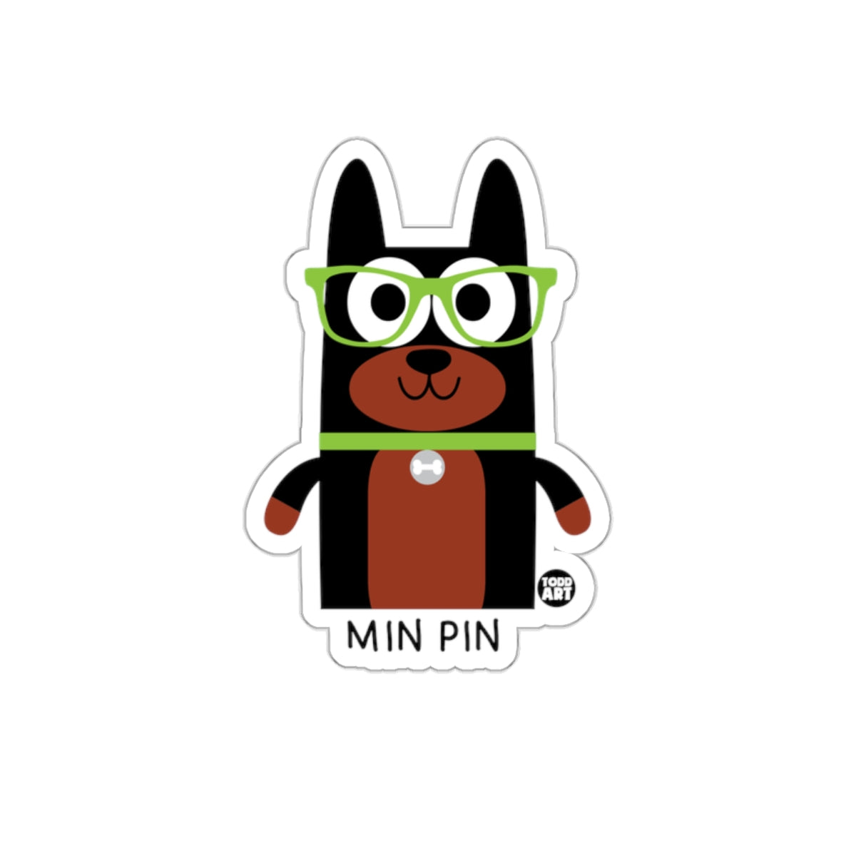 Cute Min Pin Dog with Glasses Sticker for Pet Lovers