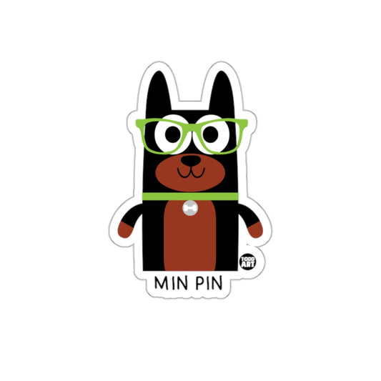 Cute Min Pin Dog with Glasses Sticker for Pet Lovers