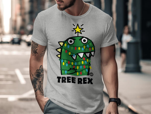 Tree Rex Dinosaur with Star Grey T-shirt product