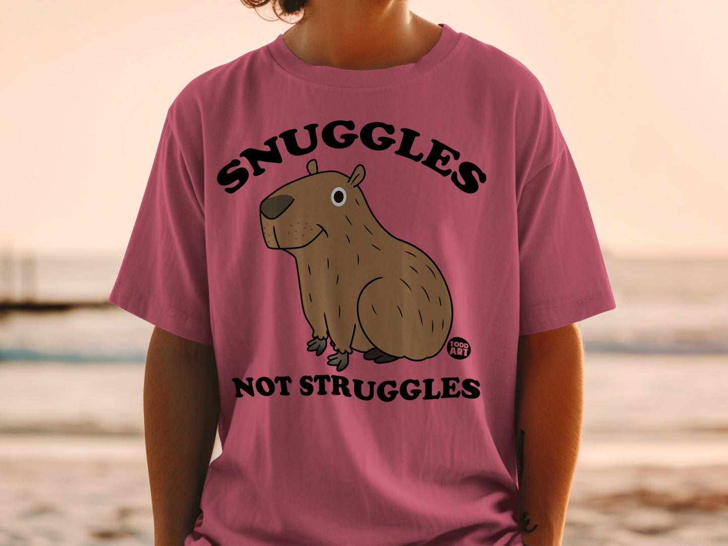 Snuggles Not Struggles Cute Capybara Graphic Tee