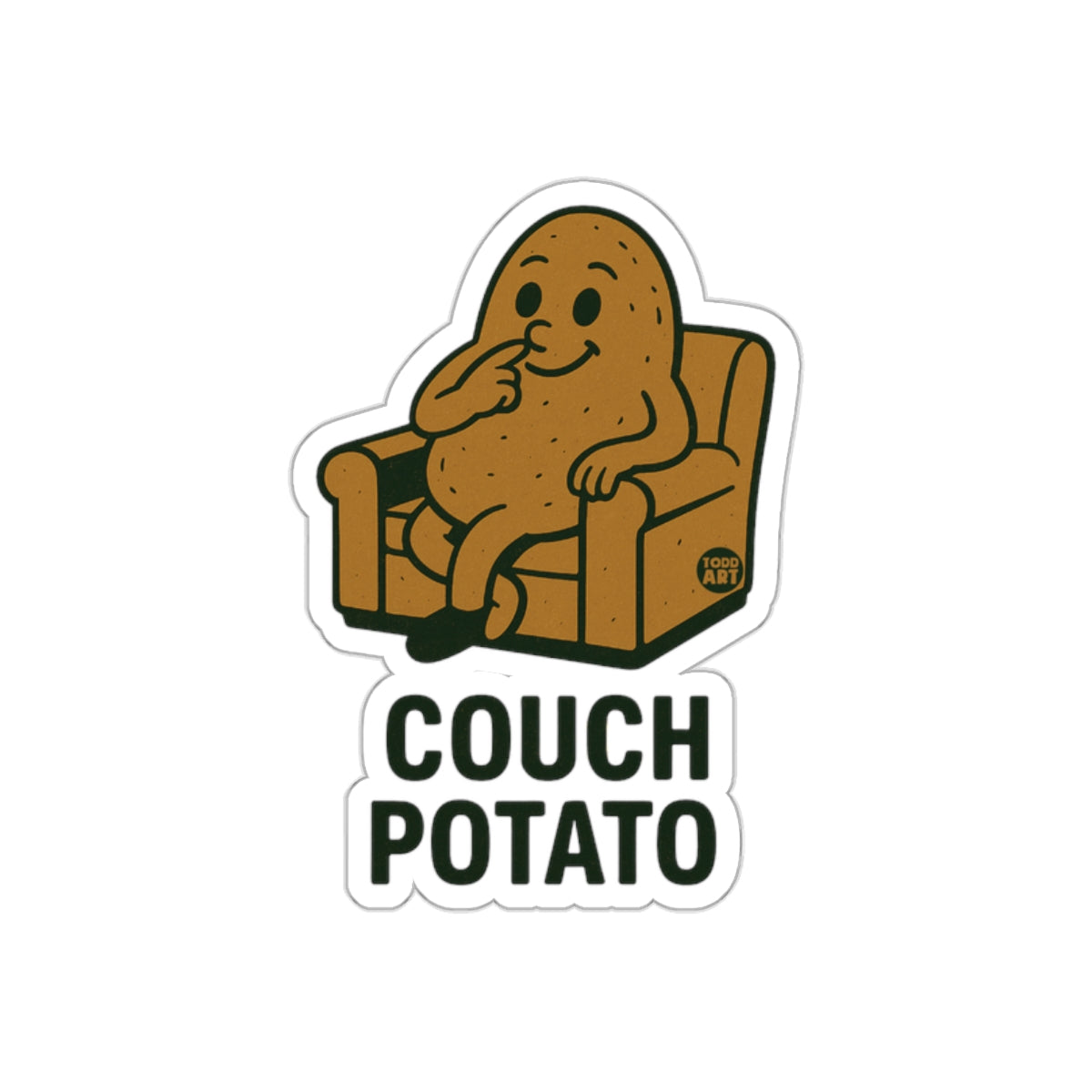 Couch Potato Sticker Funny Illustrated Art Design Sticker