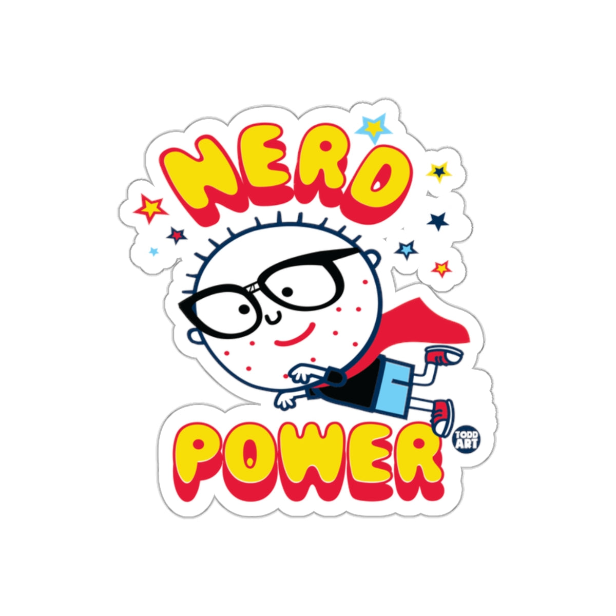 Nerd Power Cartoon Character Sticker