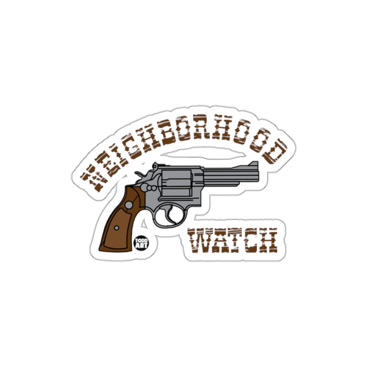 Neighborhood Watch Revolver Sticker for Safety Awareness