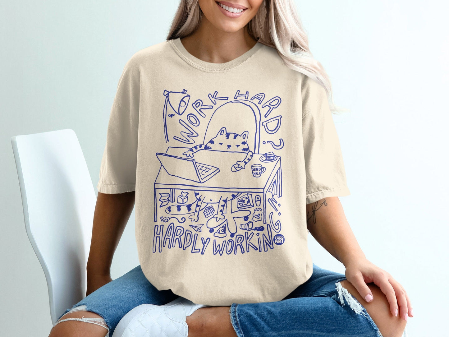 Work Hard Hardly Workin Cat Cartoon Shirt