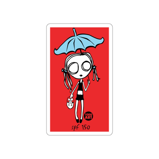 Todd Art SPF 150 Unique Blue Umbrella Girl Sticker