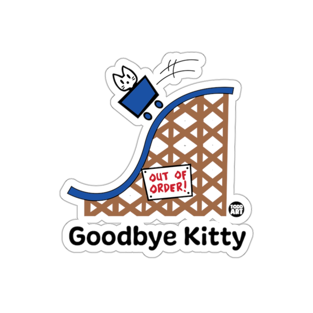 Goodbye Kitty Out of Order Rollercoaster Sticker