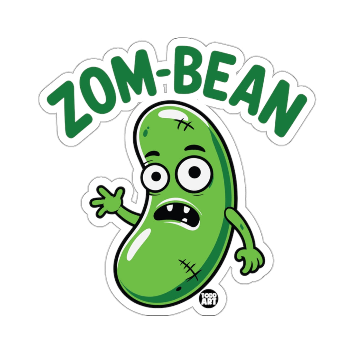 ZOM-BEAN Funny Green Zombie Bean Character Sticker