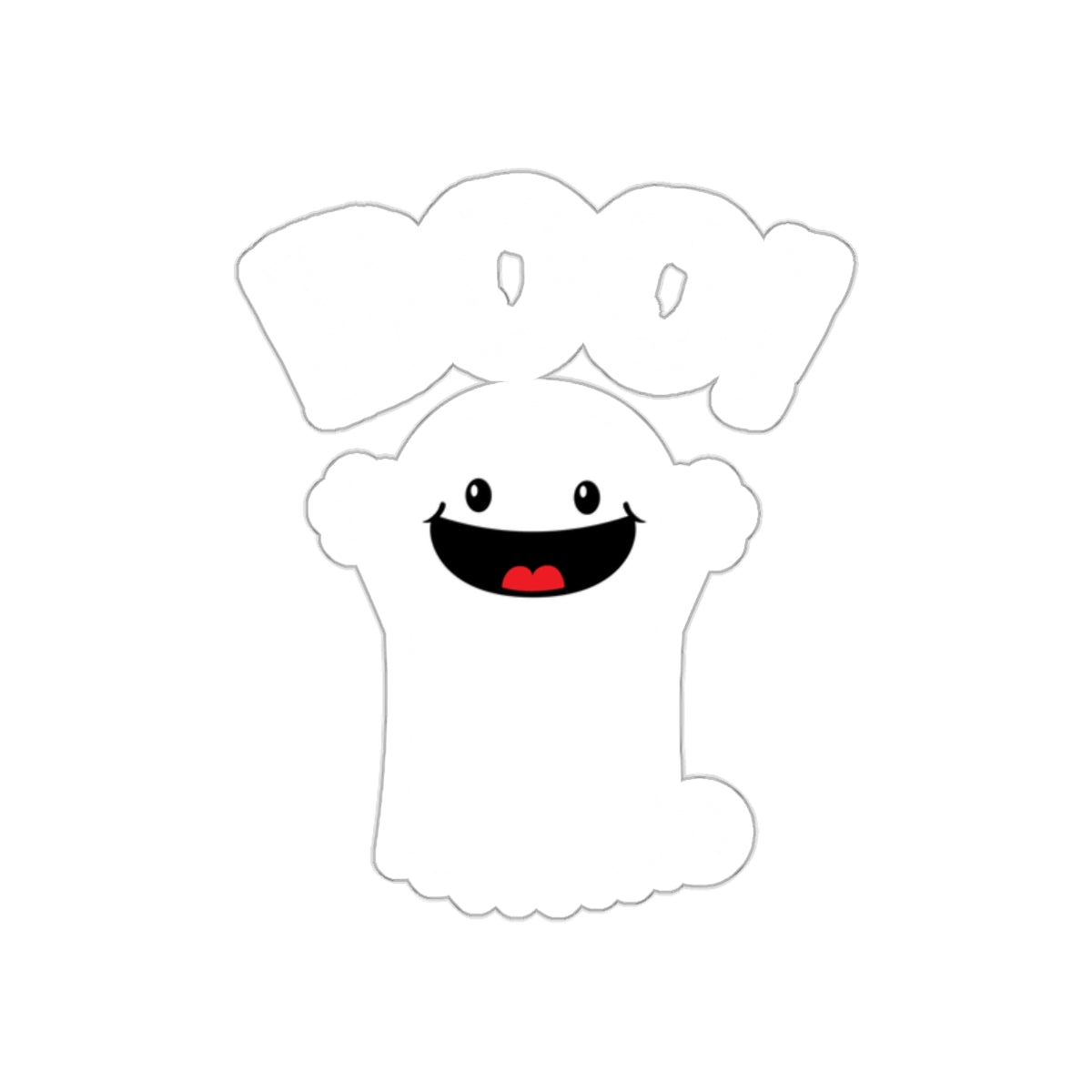 Cute Ghost Boo! Design Sticker with Smiling Face