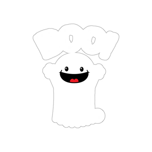 Cute Ghost Boo! Design Sticker with Smiling Face