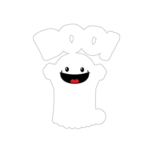 Cute Ghost Boo! Design Sticker with Smiling Face