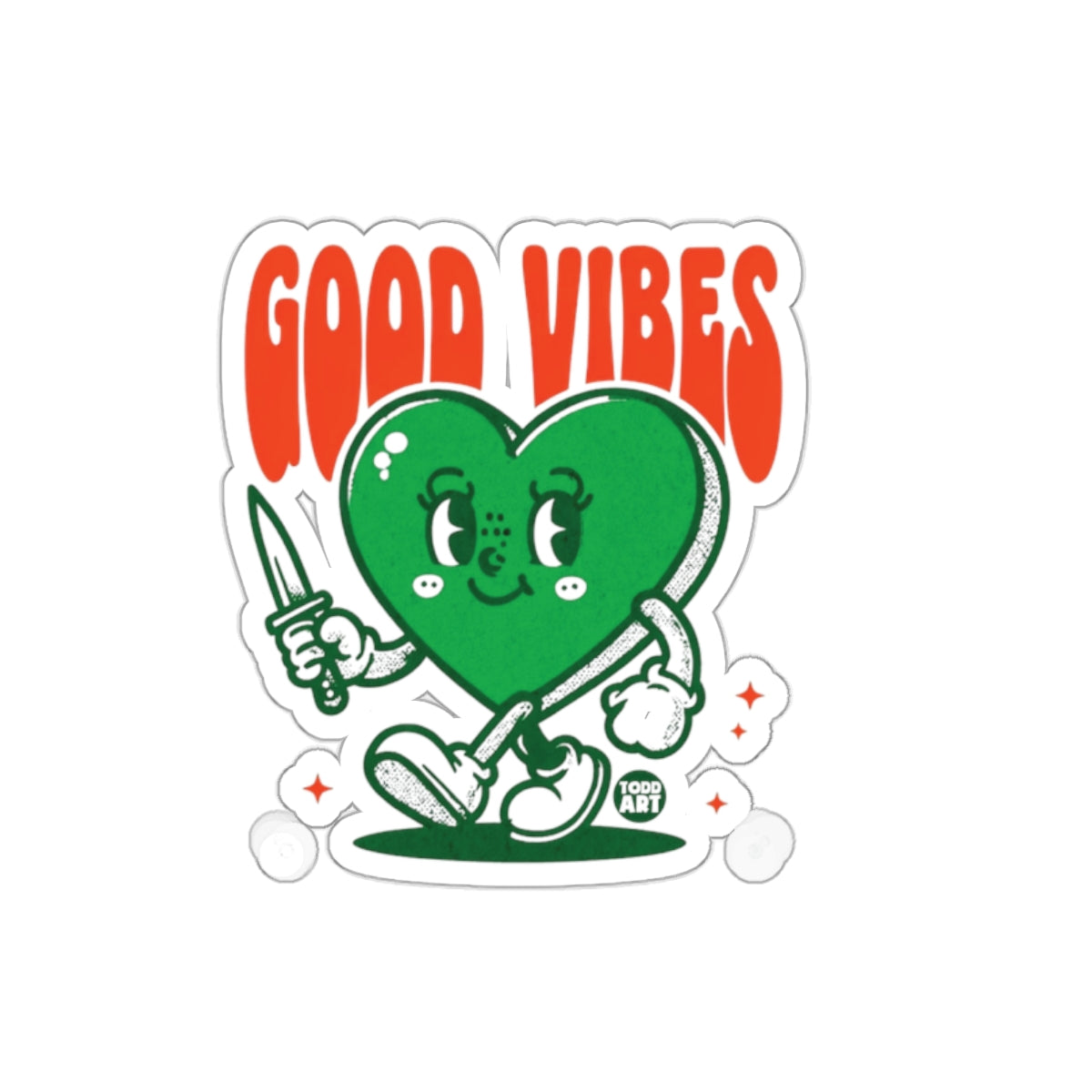 Good Vibes Green Heart with Knife Sticker