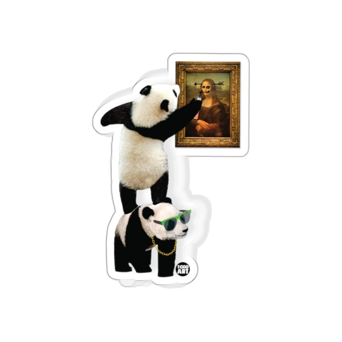 Cool Panda Duo Featuring Mona Lisa Sticker