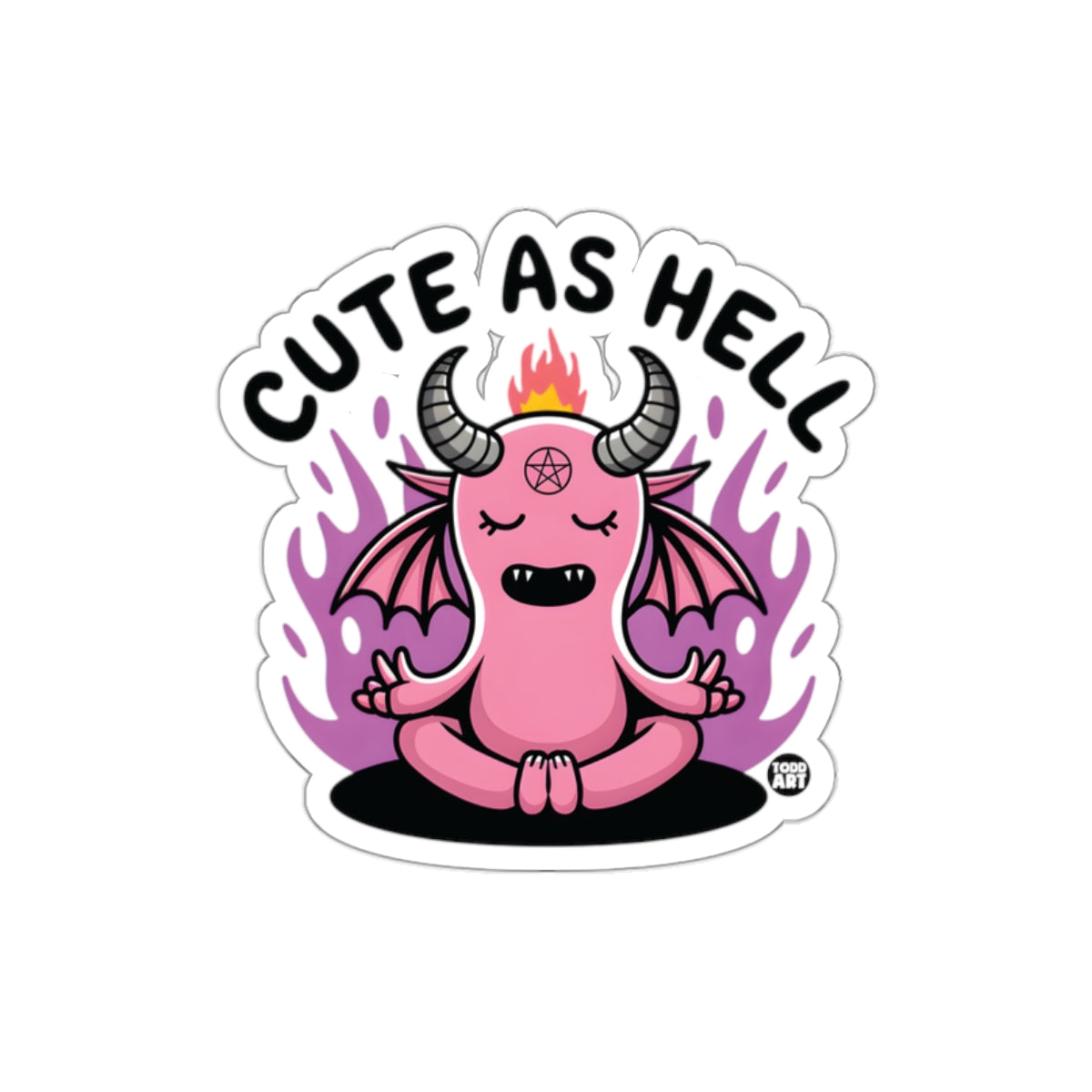 Cute as Hell Devil with Flames Sticker