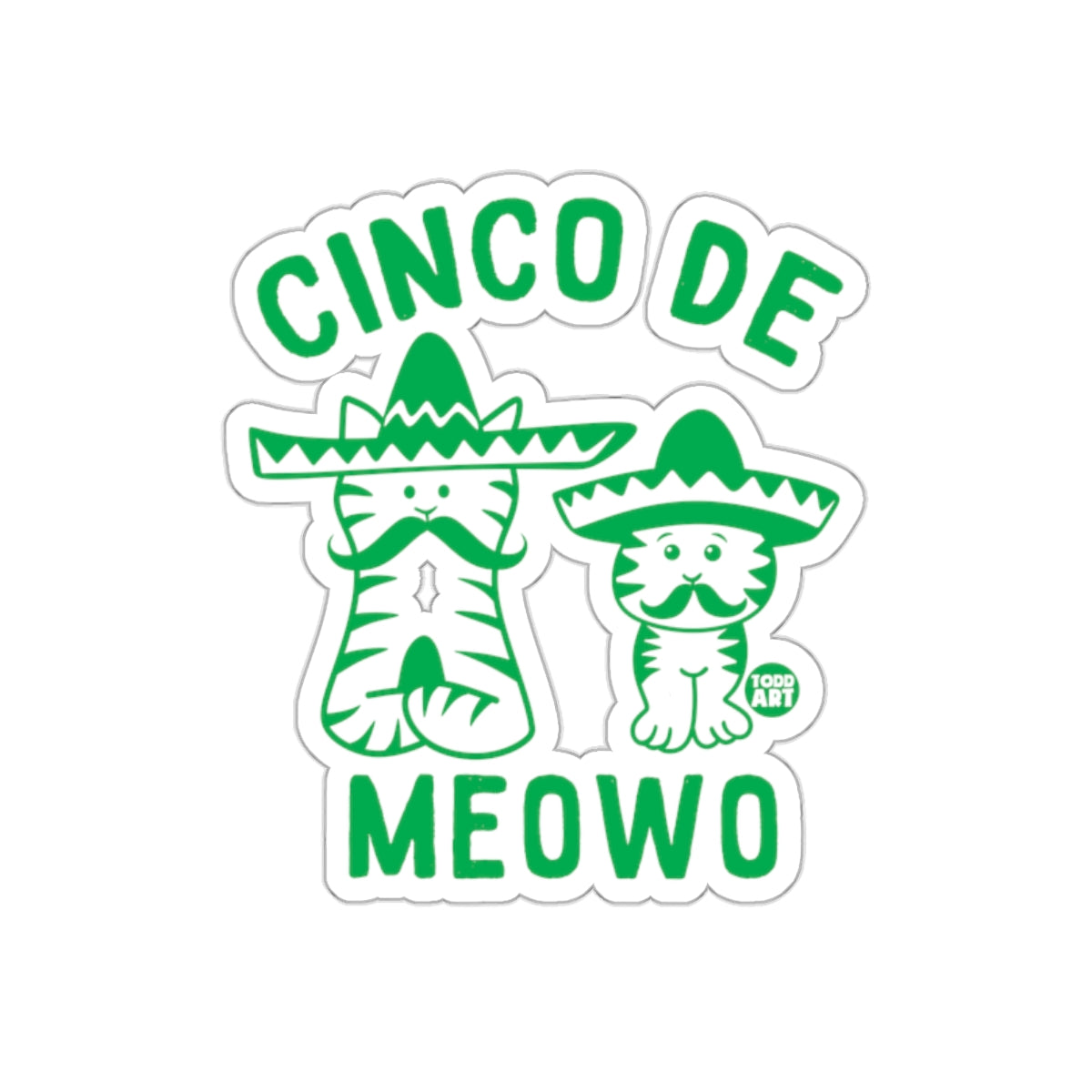 Cinco De Meowo Todd Art Cats With Sombreros Green Stickers