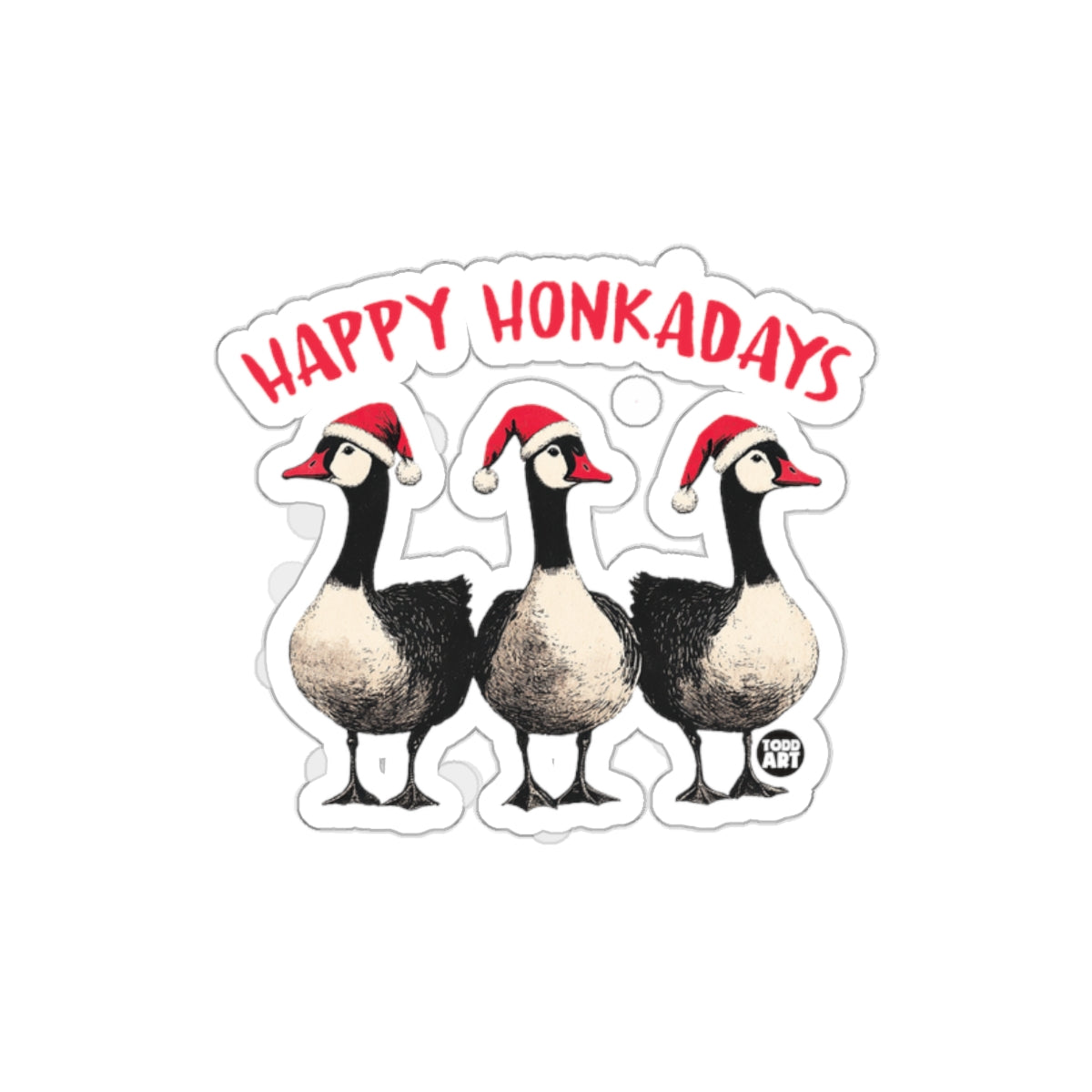 Happy Honkadays Santa Hat Geese Sticker