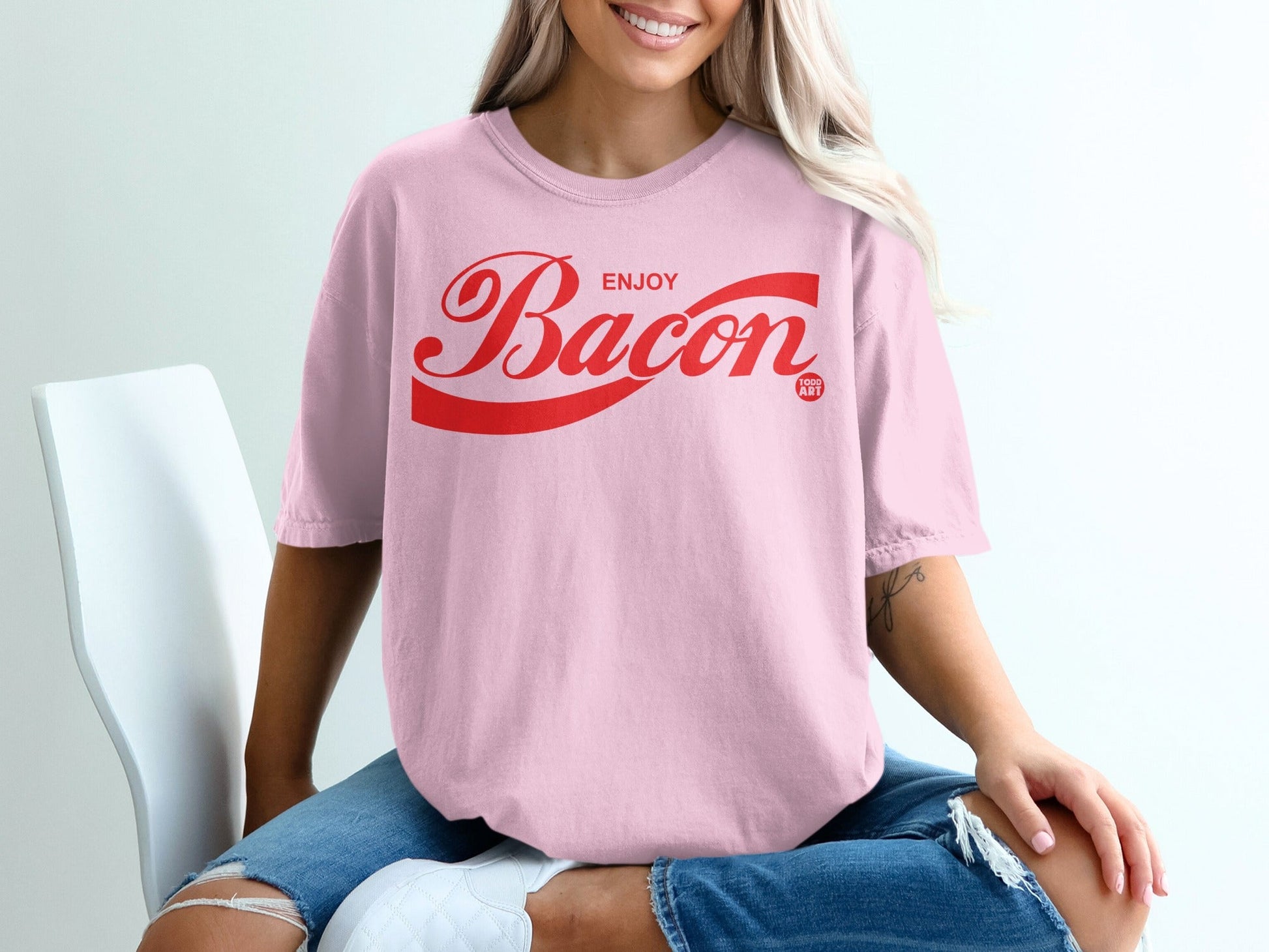 Enjoy Bacon Graphic Print Casual T-Shirt