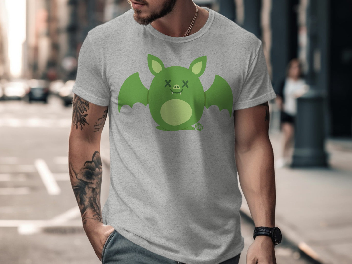 Green Bat Graphic Design Men's T-Shirt