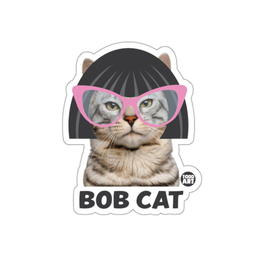 Bob Cat with Pink Glasses Funny Sticker Decal