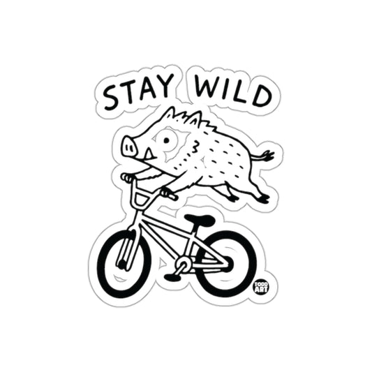 Stay Wild Boar On Bike Funny Animal Art Todd Art Stickers