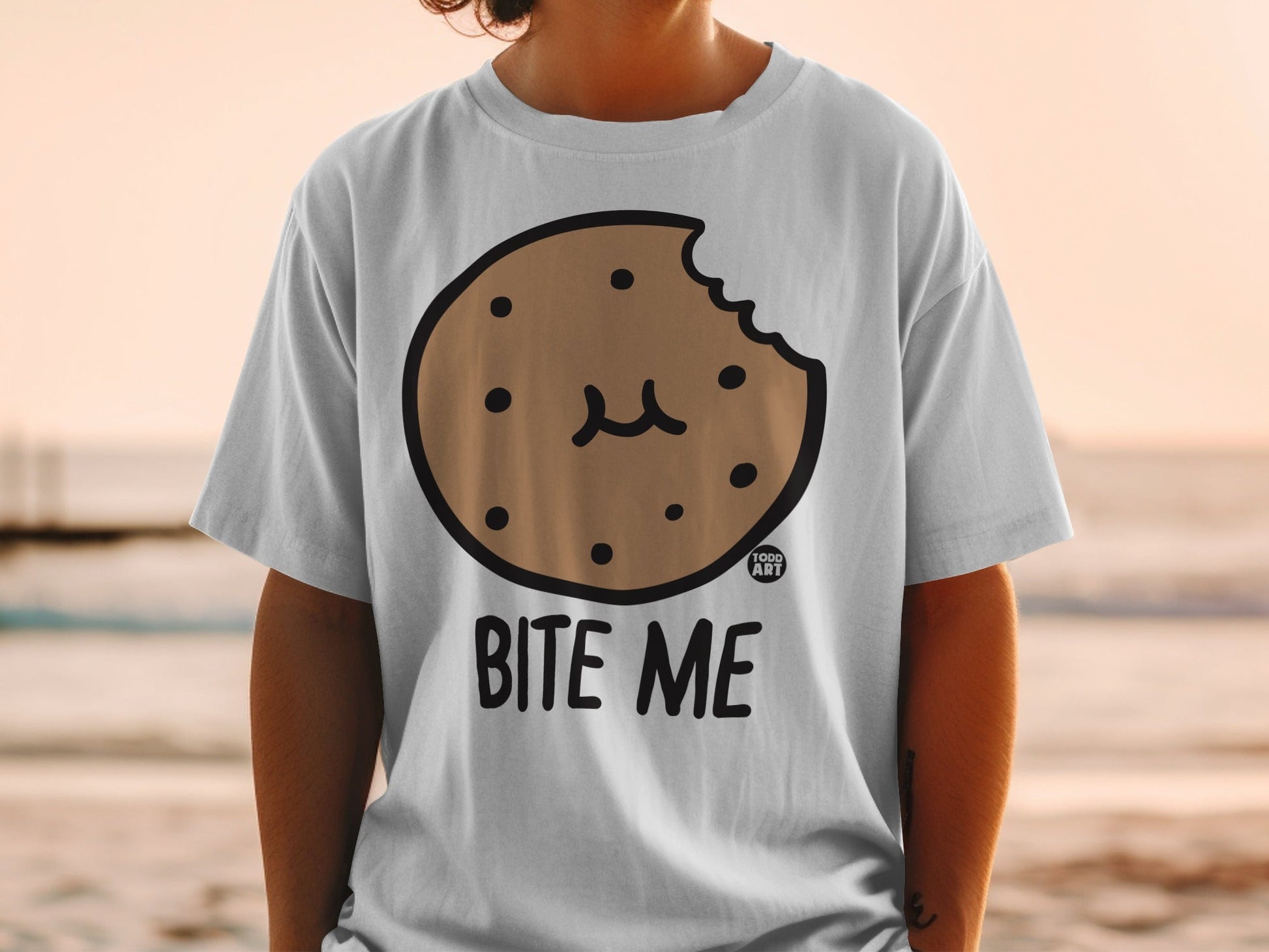 Cute Bite Me Cookie Print Short Sleeve Shirt