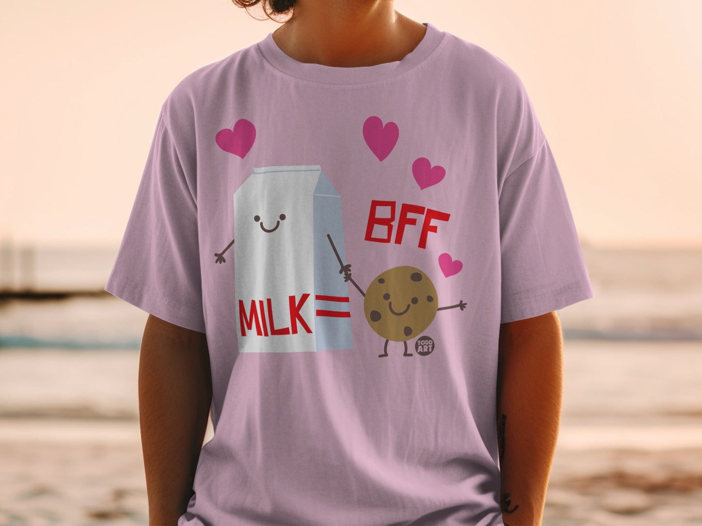 Cute Milk and Cookie BFF Design T-Shirt for Friends