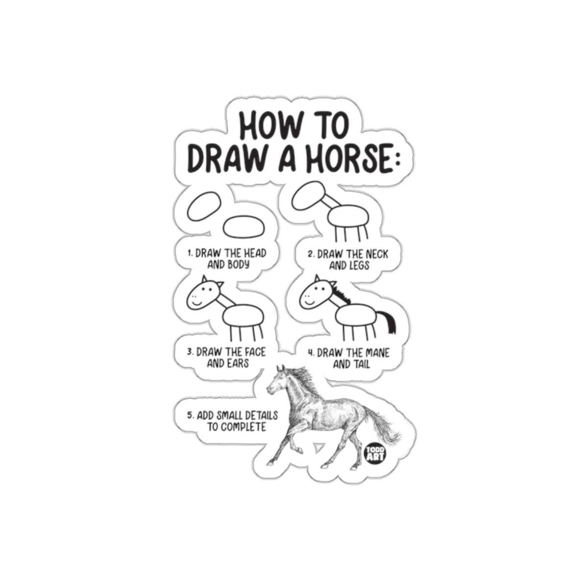 Step-by-Step How to Draw a Horse Guide Sticker